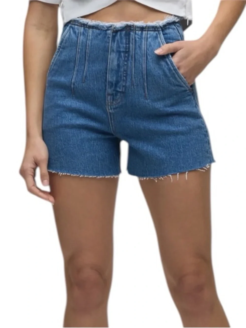 Hudson The Harlow Darted Short in Lookout high-rise style trouser style shorts - Picture 2 of 16